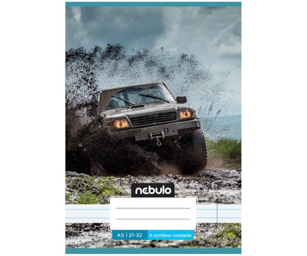 Nebulo: Zošit s linajkami pre 4. ročník s motívom terénneho off road auta, 21-32, formát A/5