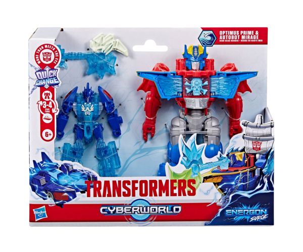 Transformers Cyberworld: Hrdinovia otvoreného mora Energonová vlna Optimus Prime a Mirage robotické figúrky - Hasbro