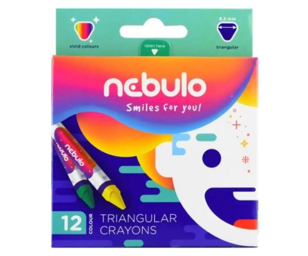 Nebulo: Farebné voskovky 12 ks/set trojuholníkový tvar