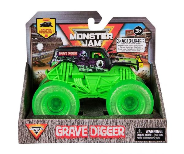 Monster Jam: Svetelný Grave Digger svietiaci monster truck – 1/43 - Spin Master