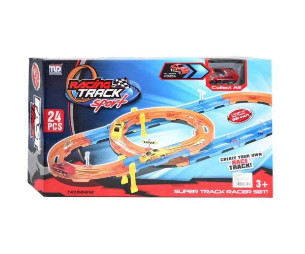 Super Track 24-dielny set pretekárskej dráhy so špirálou a autíčkom 1/64