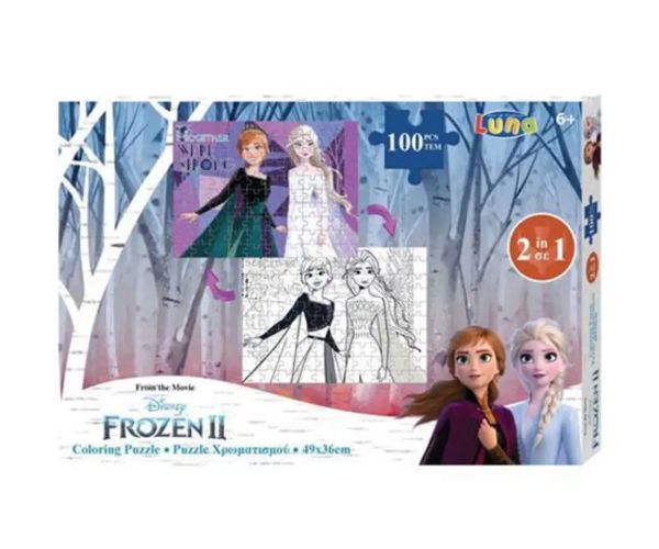 Ľadové kráľovstvo 2. 100 dielne 2v1 puzzle na vyfarbenie