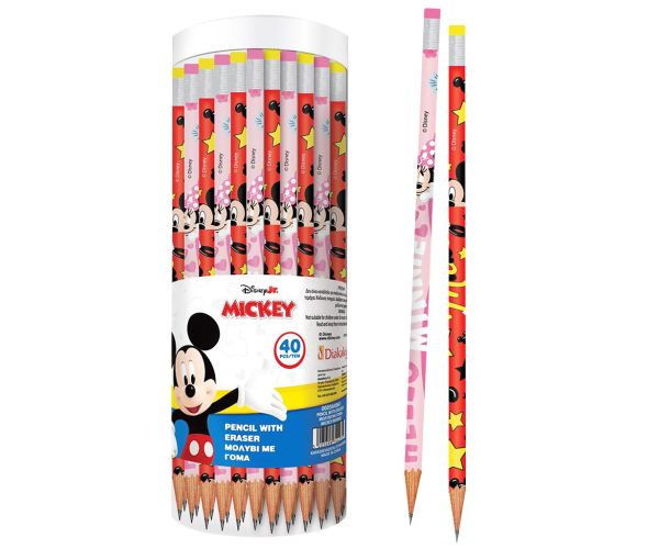 Luna: Grafitová ceruzka s gumou Mickey a Minnie Mouse, v dvoch typoch, 1 kus