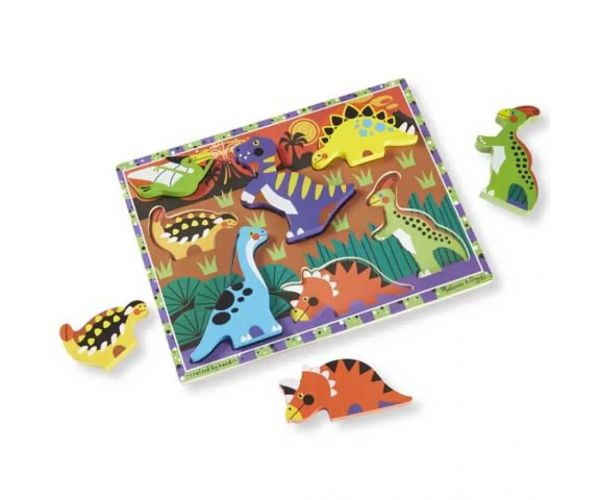 Dinozaurov ľahko uchopiteľný drevený tvarový puzzle - Melissa & Doug