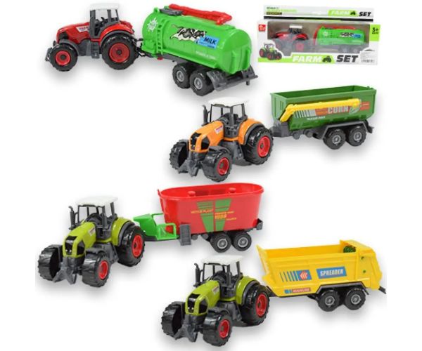 Farmársky set: Poľnohospodársky traktor s prívesom v štyroch variantoch