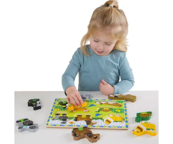 Malé obľúbené hrubé drevené tvarové puzzle s 8 dielikmi - Melissa & Doug