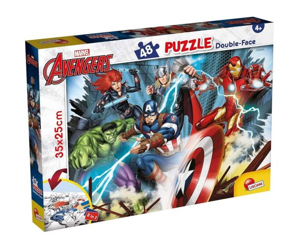 Avengeri 2 v 1, 48-dielne puzzle a omaľovánka 35x25 cm - Lisciani