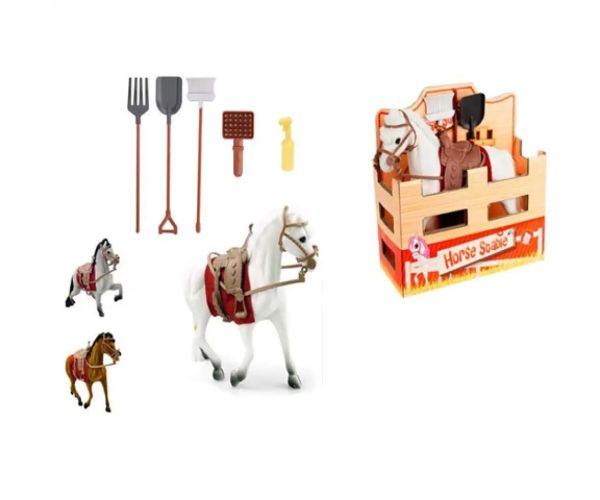 Konský hrací set so sedlom a náradiami 16 cm, rôzne varianty