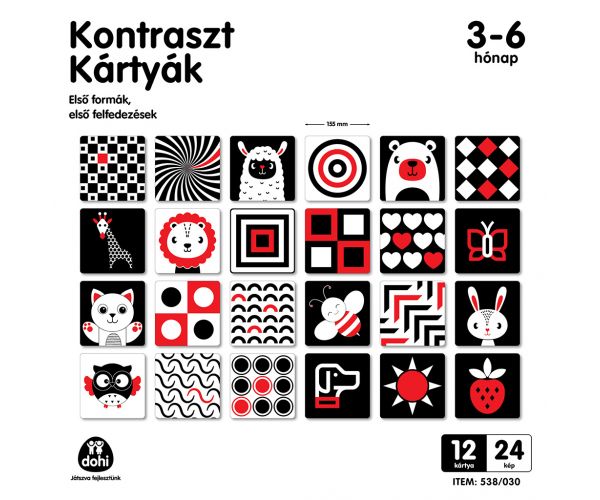 Kontrastné karty pre bábätká od 3 do 6 mesiacov 12 ks sada