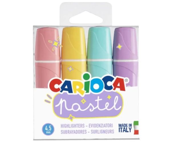 Pastelový 4 dielny set zvýrazňovačov - Carioca