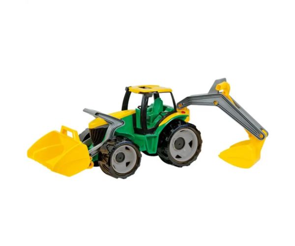 LENA: Veľký traktor s čelný nakladačom a drapákom žlto/zelený 65 cm