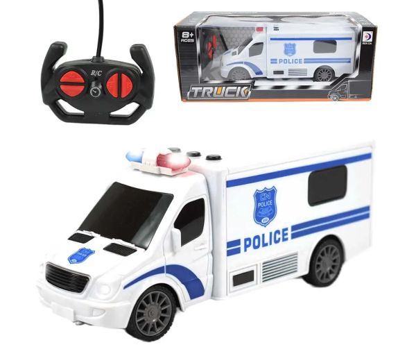 RC Policajné nákladné auto na diaľkové ovládanie, so svetlom a zvukom 1/24