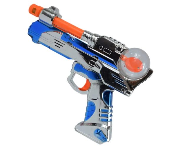 Space Warrior: Elektrická chrómová vesmírna pištoľ so svetlom a zvukom 24cm