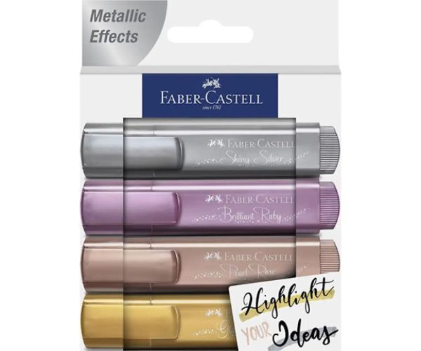 Faber-Castell: 4 dielna sada metalických zvýrazňovačov 1546