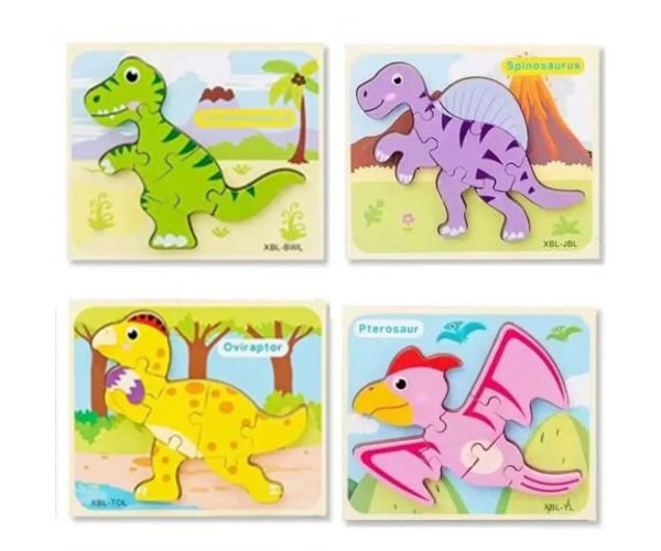 Dinosaurus drevené puzzle vo viacerých variantoch