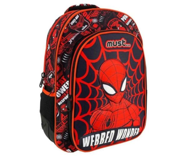 Must: Spiderman tmavomodrá-červená školská taška, batoh 32x18x43cm