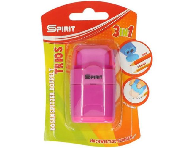 Spirit: Trios 3v1 strúhadlo s dvomi dierami s nádržou a gumou - rôzne druhy 1ks