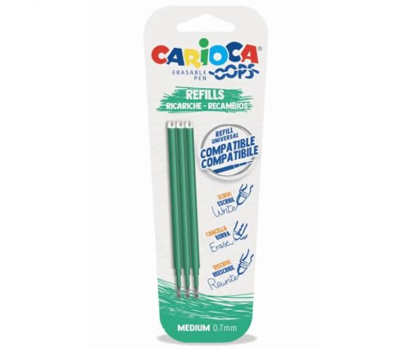 Oops zelená vložka do zmazateľného pera 0,7 mm 3dielny set - Carioca