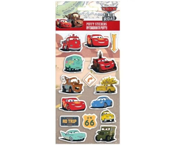 Disney Autá set 3D vypuklých nálepiek na hárku 10x22cm