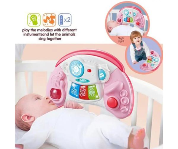 Vzdelávacia baby hračka so svetelnými a zvukovými efektmi v ružovej farbe