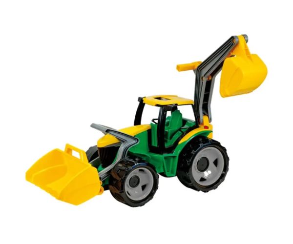 LENA: Veľký traktor s čelný nakladačom a drapákom žlto/zelený 65 cm
