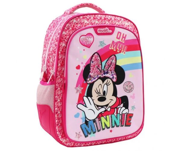 Must: Minnie Mouse ružová glitrová školská taška, batoh 32x18x43cm