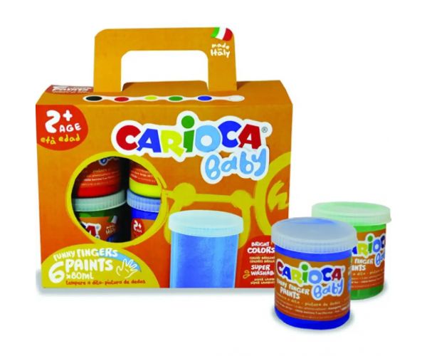 Baby zmývateľné farby na prsty 6 ks set - Carioca
