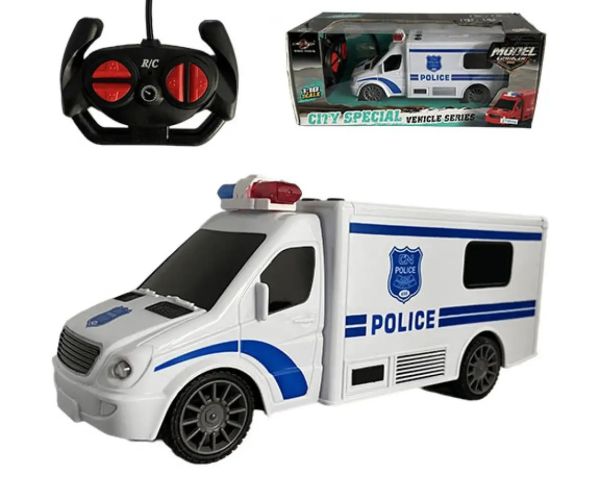 RC Policajný mikrobus na diaľkové ovládanie, so svetlom a zvukom 1:18  20cm