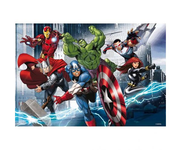 Avengers: Hrdinovia 2 v 1, 60-dielne puzzle a omaľovánka 50x35 cm – Lisciani