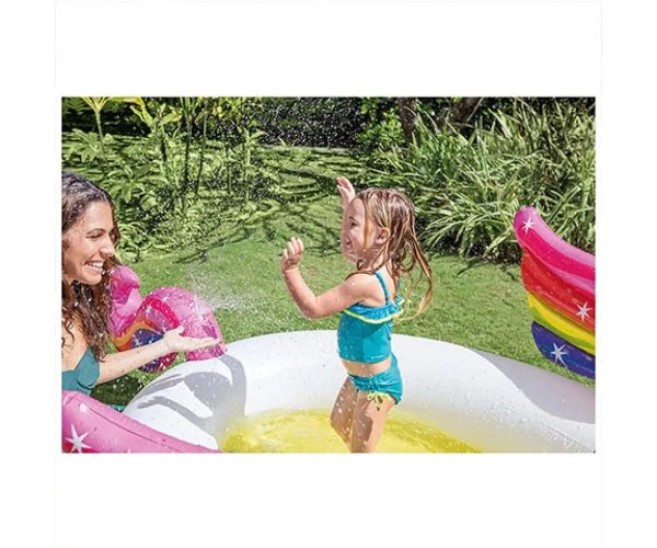 Intex: Jednorožec striekajúci detský bazén 272x193x104cm