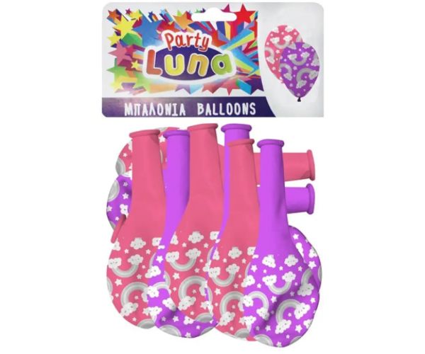 8 dielny set dúhových, ružovo-fialových párty balónov