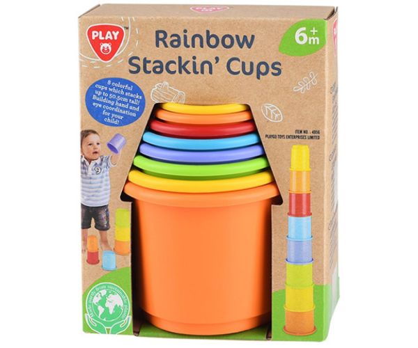 Playgo: Dúhové poháre, stavebná hračka z recyklovaného plastu 8-dielny set