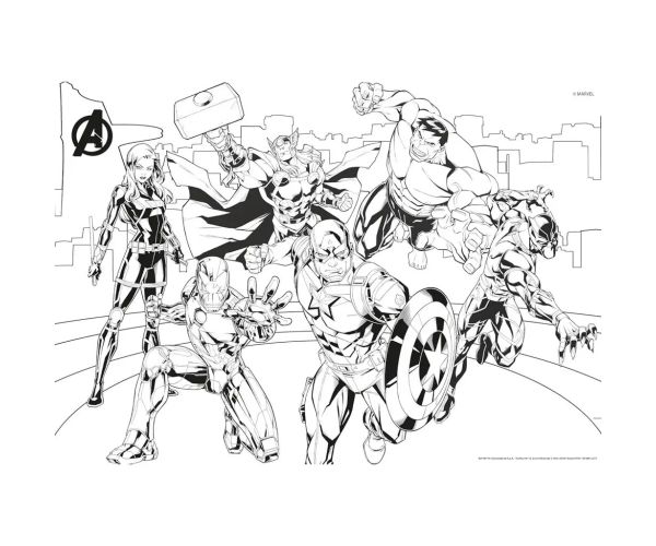 Avengeri 2 v 1, 108-dielne puzzle a omaľovánka 50x35 cm – Lisciani