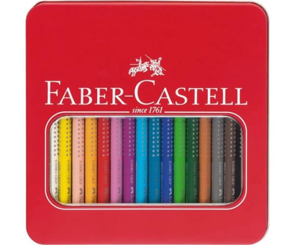 Faber-Castell: Jumbo Grip set farebných ceruziek v kovovej krabičke 16 ks