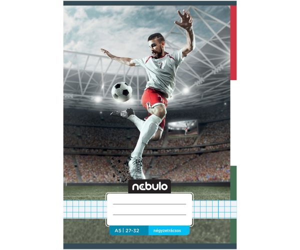 Nebulo: Zošívaný futbalový zošit HUN vzor kockovaný 27-32 A/5