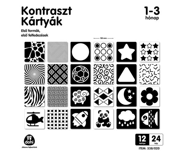 Kontrastné karty pre bábätká 1-3 mesiace 12ks sada