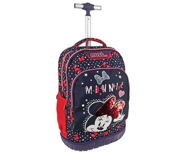 Must... Minnie Mouse školská taška s kolesami, batoh s tromi priehradkami