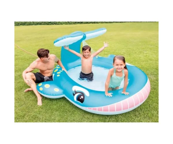 Intex: Striekajúci bazén v tvare veľryby 201x196x91cm