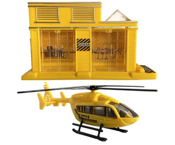 Veľká výstavba s vozidlami a helikoptérou 9-dielna súprava