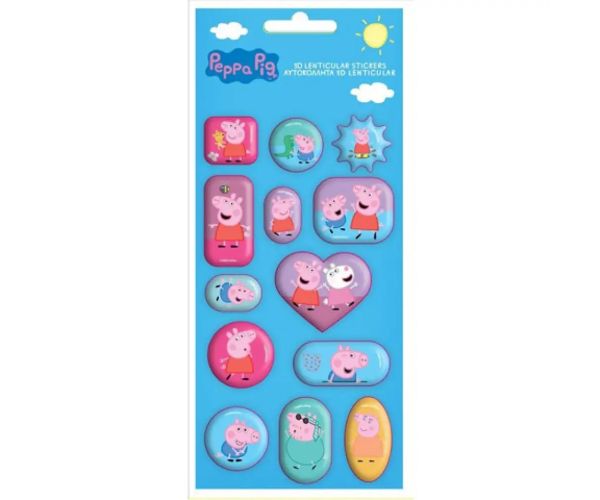 Peppa Pig 13-dielny set hologramových 3D nálepiek