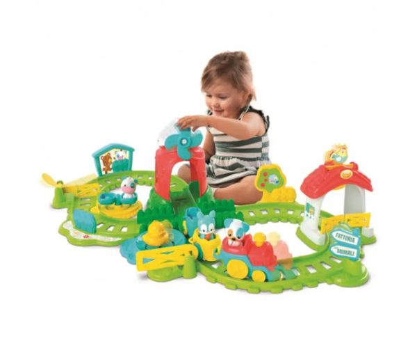 Baby interaktívny farebný malý vláčik set s farmárskymi doplnkami
