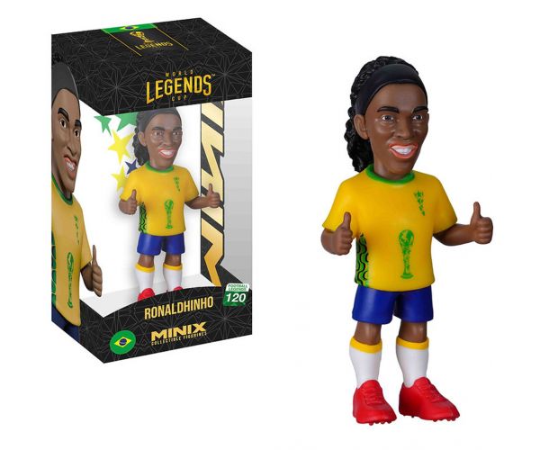 Futbalista akčná figúrka, 12 cm - Legendy majstrovstiev sveta Brazília Ronaldinho v dresu číslo 10