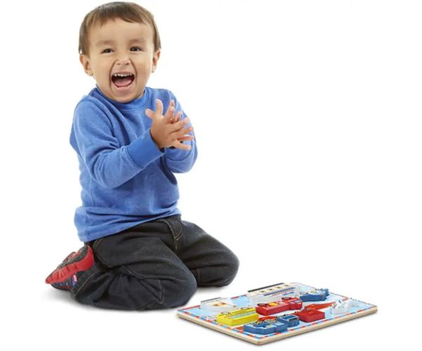 Dopravné hrubé drevené tvarové puzzle s 9 prvkami - Melissa & Doug