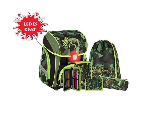 Spirit: Triceratops LED 3D školská taška, batoh 5 dielny set