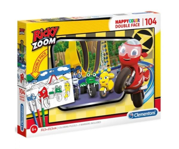 Ricky Zoom Double 2 v 1 104ks farebný obojstranný puzzle - Clementoni