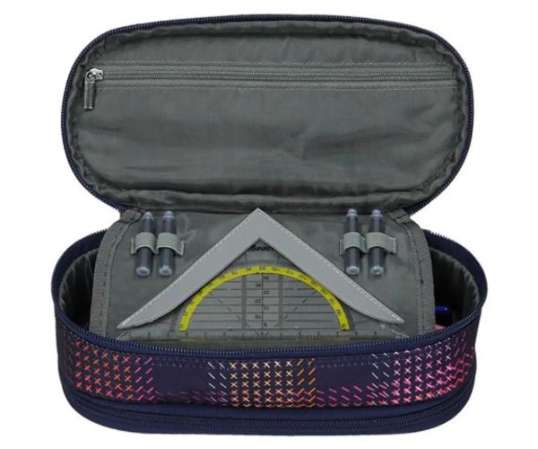 Spirit: My Bag oválny peračník s 2 priehradkami so vzorom stehov