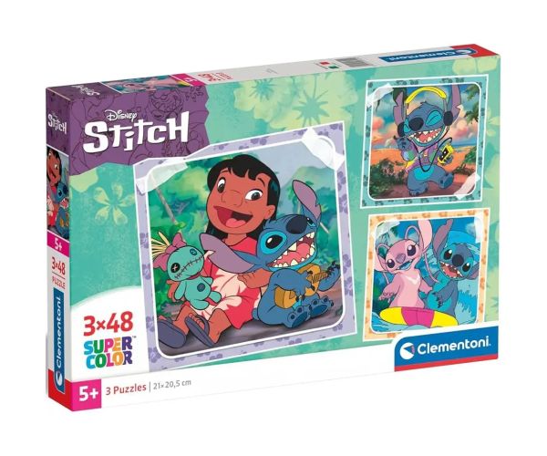 Disney+Stitch 3x48ks Supercolor puzzle - Clementoni