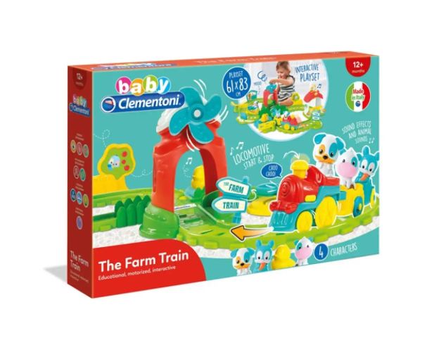 Baby interaktívny farebný malý vláčik set s farmárskymi doplnkami