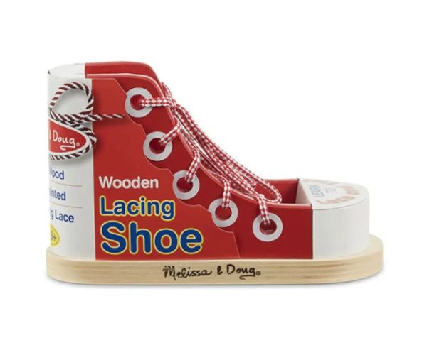 Šnurovanie topánok drevená zručná hra - Melissa & Doug