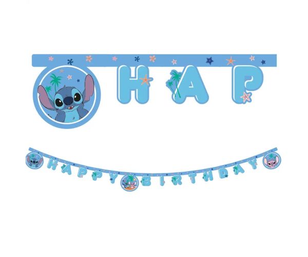Disney+Stitch narodeninový Happy Birthday nápis party banner 200cm